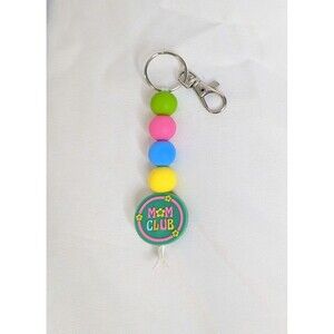 Handmade Silicone Bead Keychain/Bag Charm - Mom Club (green)